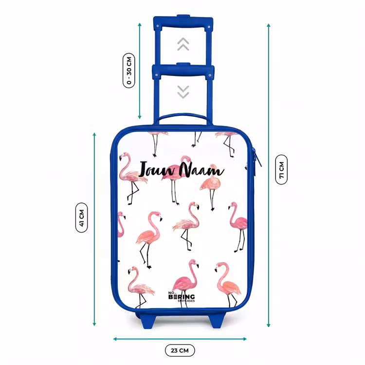 Flamingo feestje Kinderkoffer - Blauw klein -productfoto_formaten