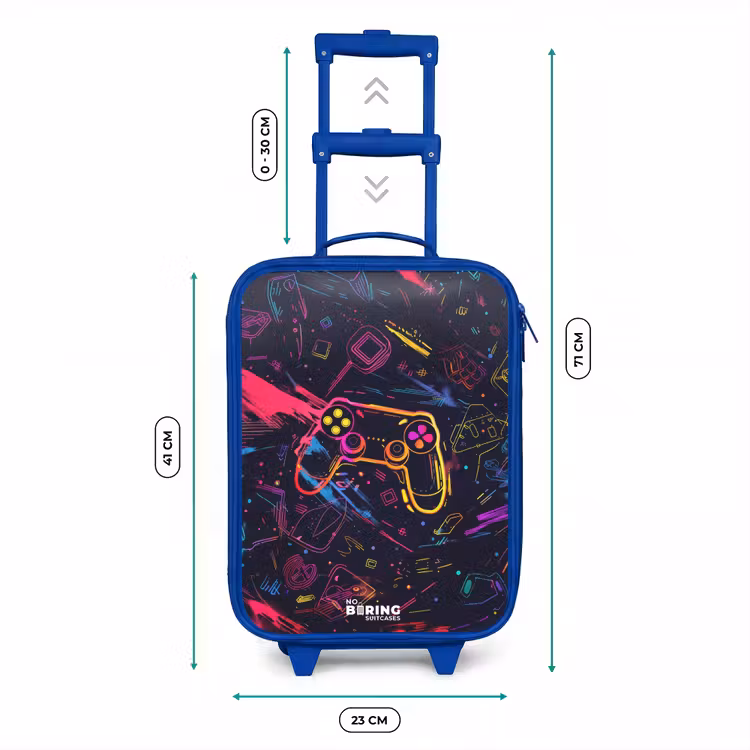 Gamerwereld in neonstijl Kinderkoffer - Blauw klein -productfoto_formaten