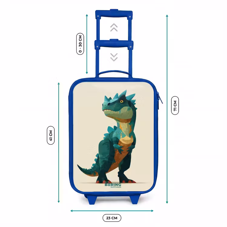 Gehoornde dino met scherpe blik Kinderkoffer - Blauw klein -productfoto_formaten