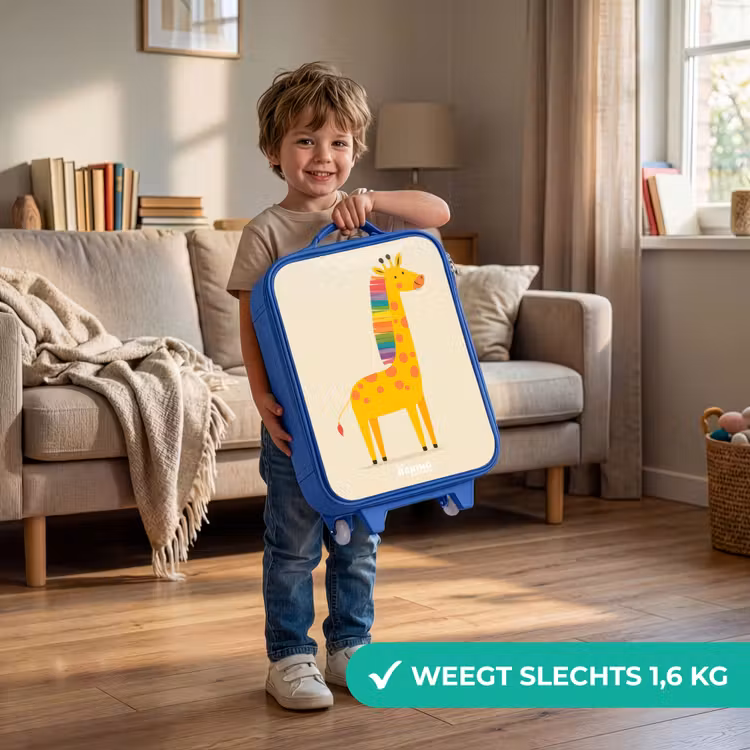 Giraffe - Dier - Kleurrijk Kinderkoffer - Blauw klein -sfeer2_NL