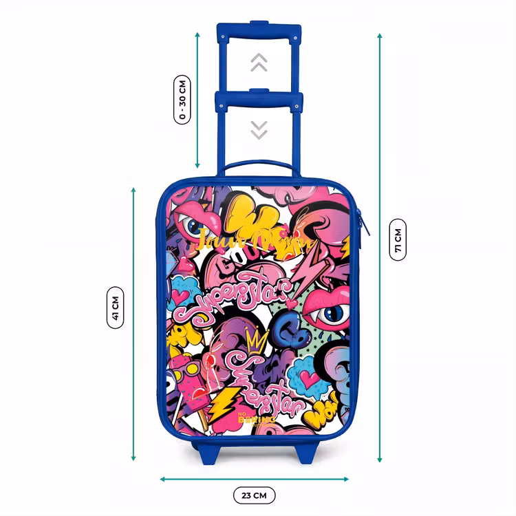 Girly graffiti Kinderkoffer - Blauw klein -productfoto_formaten