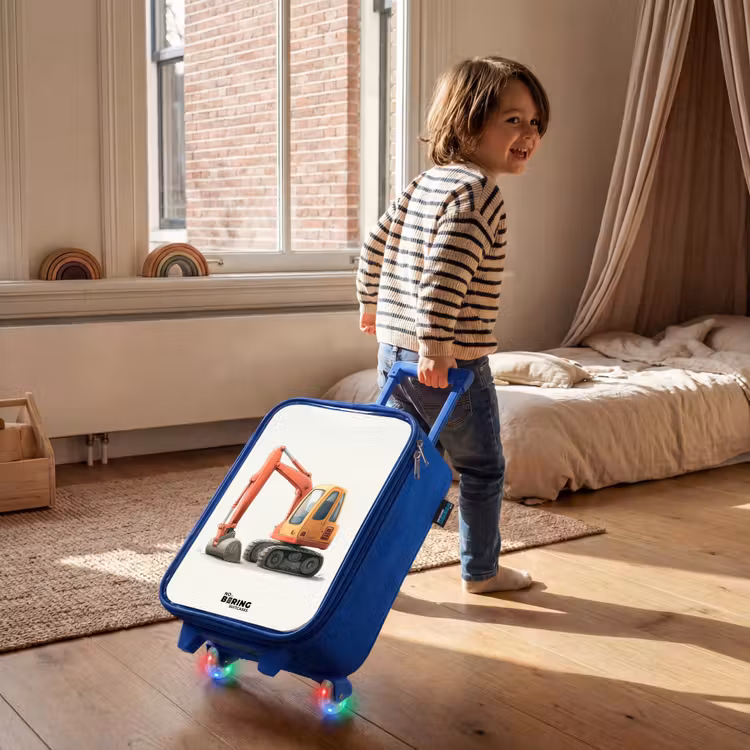 Graafmachine - Getekend - Oranje Kinderkoffer - Blauw klein -sfeer1