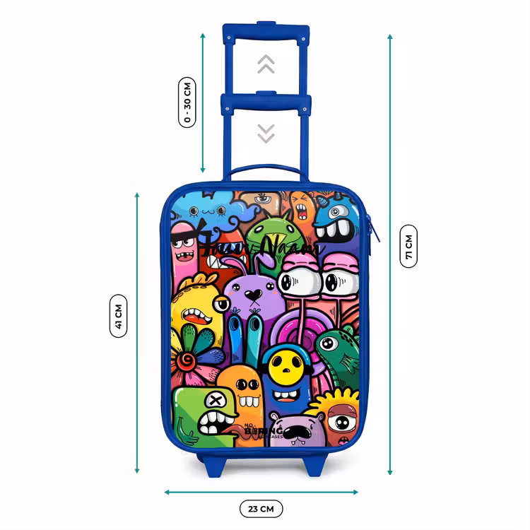Grappige kleurrijke monsters Kinderkoffer - Blauw klein -productfoto_formaten
