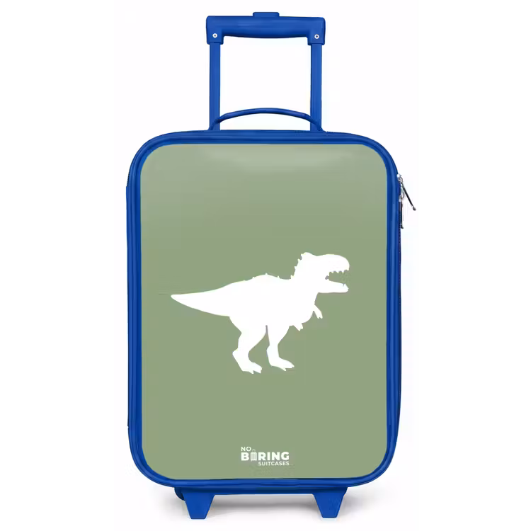 Groen met T-rex dino Kinderkoffer - Blauw klein -zz3dotto