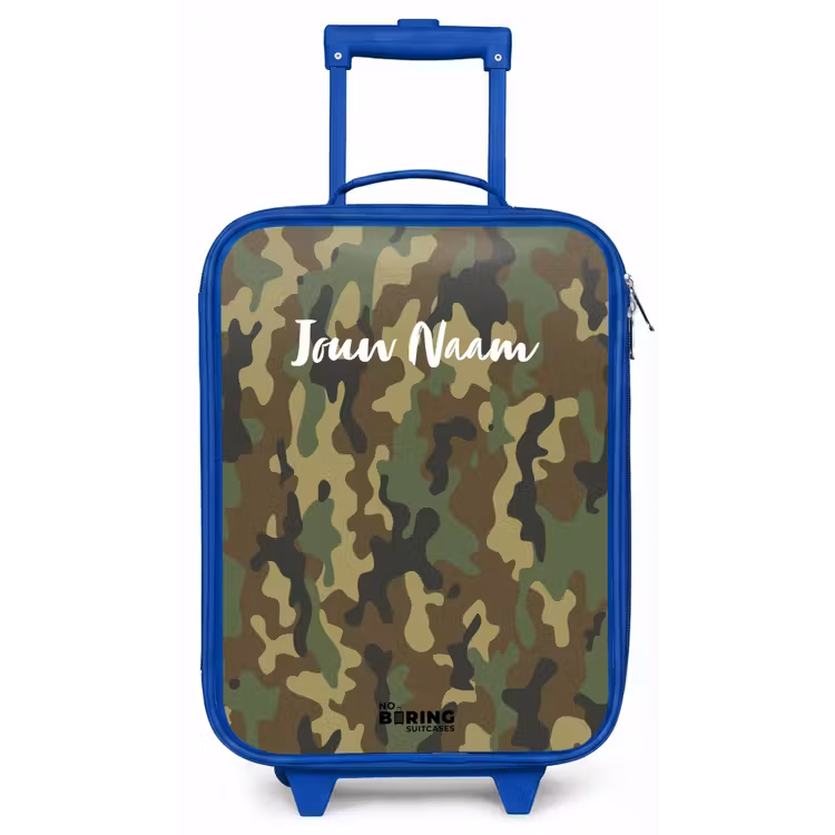 Groene camouflage met zandkleur Kinderkoffer - Blauw klein -zz3dotto