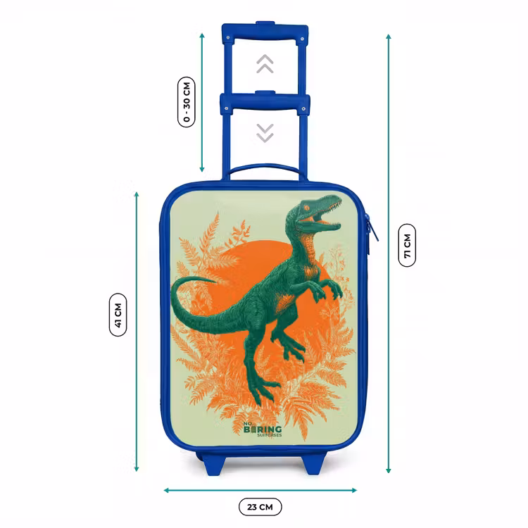 Groene dino tussen varens Kinderkoffer - Blauw klein -productfoto_formaten
