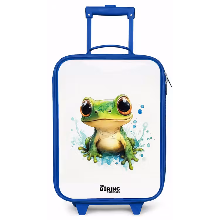 Groene kikker met grote ogen op witte achtergrond Kinderkoffer - Blauw klein -zz3dotto
