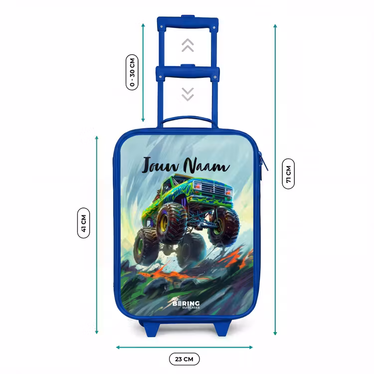 Groene Monstertruck met Penseelstreken Kinderkoffer - Blauw klein -productfoto_formaten
