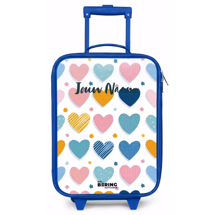 Hartenpatroon Kinderkoffer - Blauw klein -zz3dotto