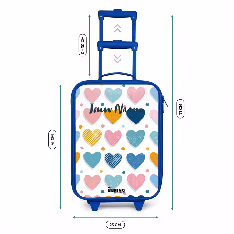 Hartenpatroon Kinderkoffer - Blauw klein -productfoto_formaten