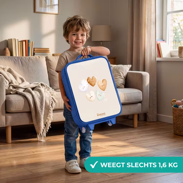 Hartjes in zachte beige tinten Kinderkoffer - Blauw klein -sfeer2_NL