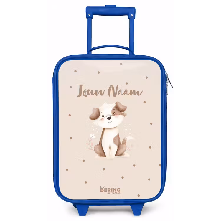 Honden pup omringd door bruine stippen Kinderkoffer - Blauw klein -zz3dotto