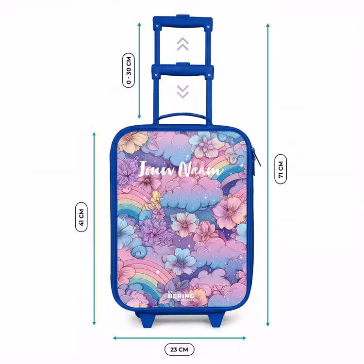 Illustratie van wolken, regenbogen en bloemen Kinderkoffer - Blauw klein -productfoto_formaten