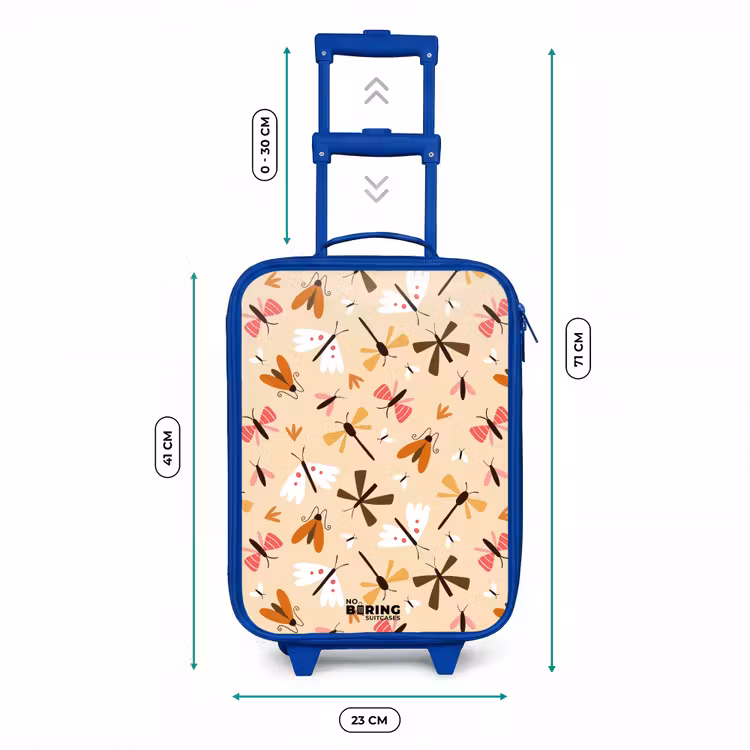 Insectenpatroon in bruin, roze en oranje op beige achtergrond Kinderkoffer - Blauw klein -productfoto_formaten