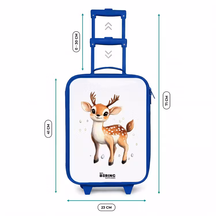 Jong hertje met gewei en witte stippen Kinderkoffer - Blauw klein -productfoto_formaten