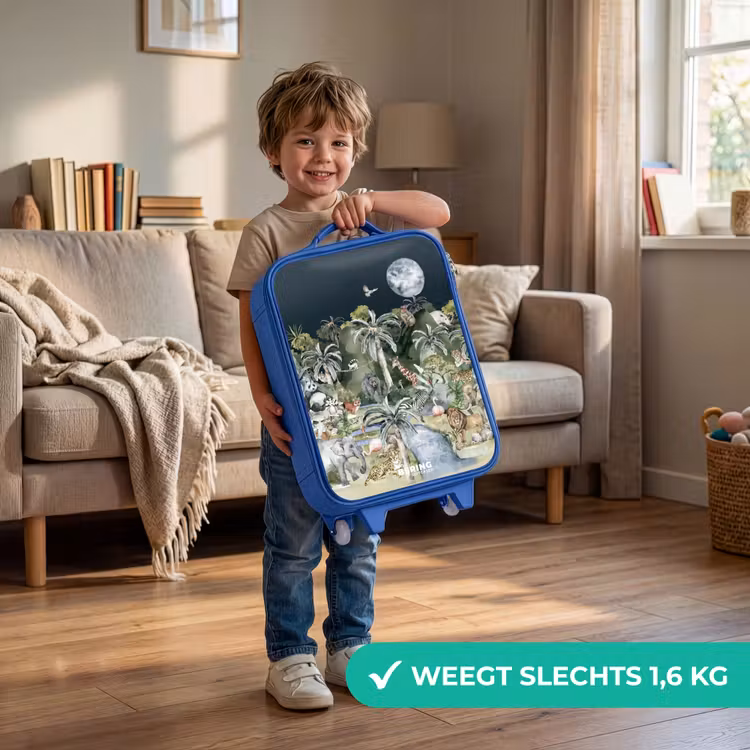 Jungle in de maneschijn Kinderkoffer - Blauw klein -sfeer2_NL