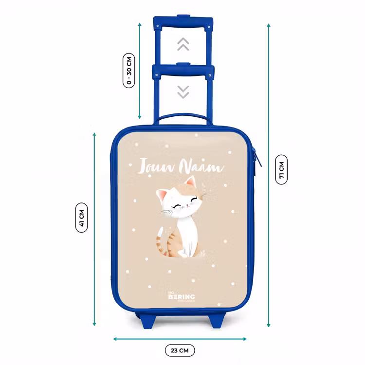 Kat omringd door beige stippen Kinderkoffer - Blauw klein -productfoto_formaten