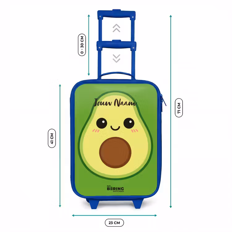 Kawai - Avocado - Groen Kinderkoffer - Blauw klein -productfoto_formaten