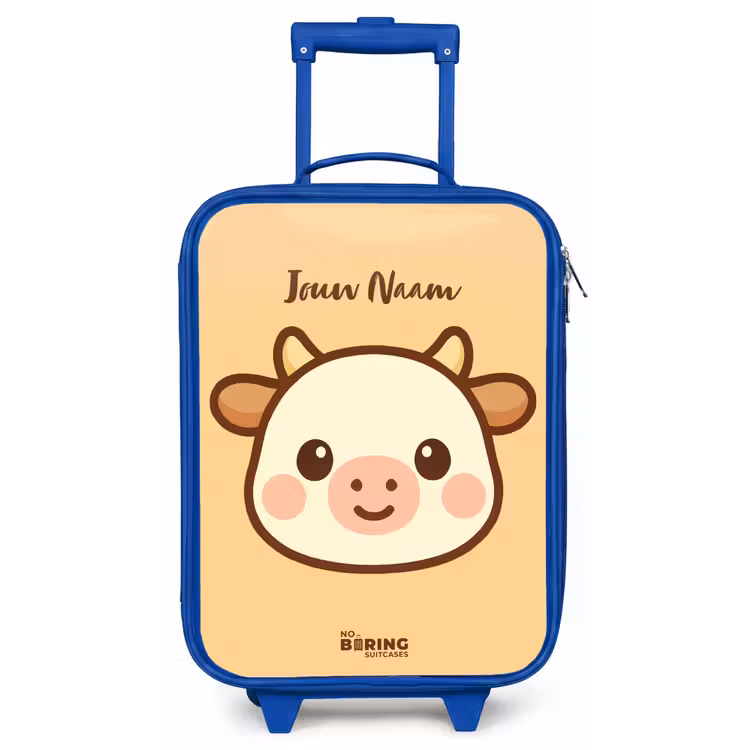 Kawai - Koe - Bruin Kinderkoffer - Blauw klein -zz3dotto