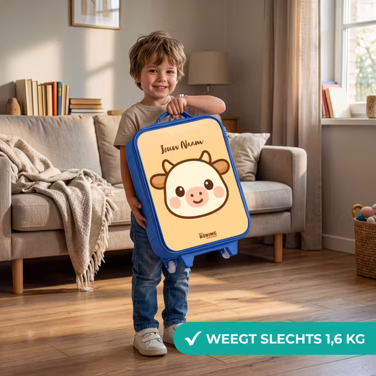 Kawai - Koe - Bruin Kinderkoffer - Blauw klein -sfeer2_NL