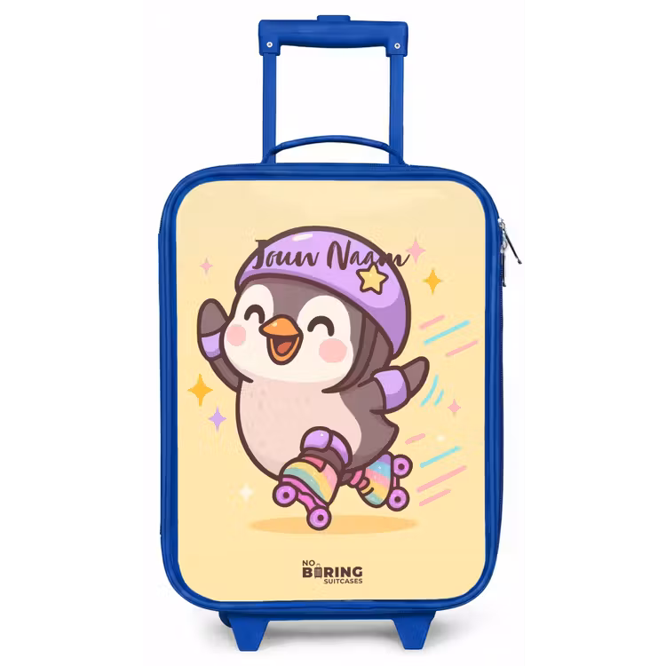 Kawai - Pinguin - Rolschaatsen Kinderkoffer - Blauw klein -zz3dotto