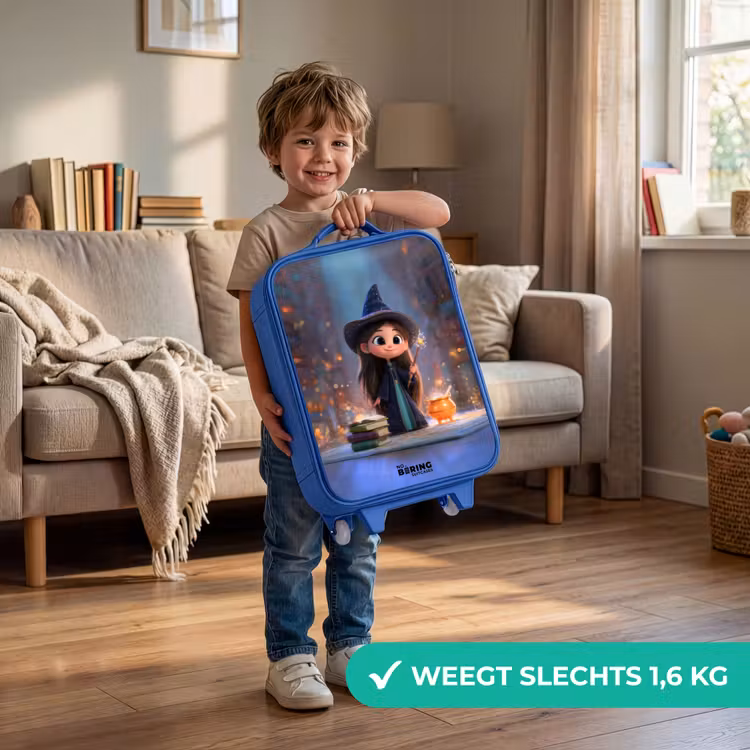 Kleine tovernares in bibliotheek Kinderkoffer - Blauw klein -sfeer2_NL