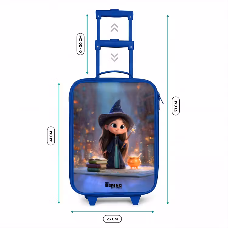 Kleine tovernares in bibliotheek Kinderkoffer - Blauw klein -productfoto_formaten