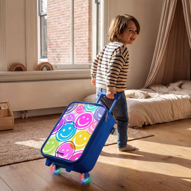 Kleurrijke glimlachexplosie Kinderkoffer - Blauw klein -sfeer1