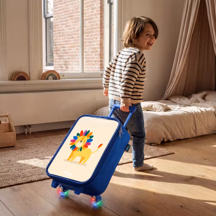 Leeuw - Manen - Kleurrijk Kinderkoffer - Blauw klein -sfeer1