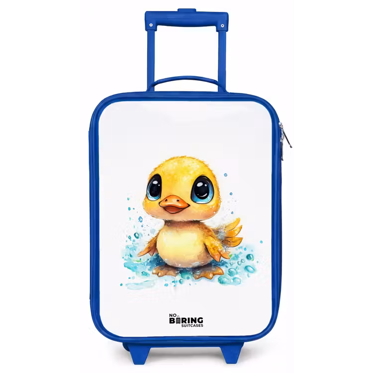 Lief eendje met blauwe ogen en waterspetters Kinderkoffer - Blauw klein -zz3dotto