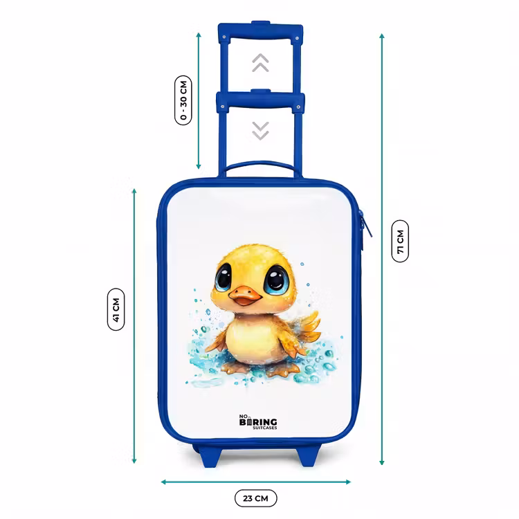 Lief eendje met blauwe ogen en waterspetters Kinderkoffer - Blauw klein -productfoto_formaten