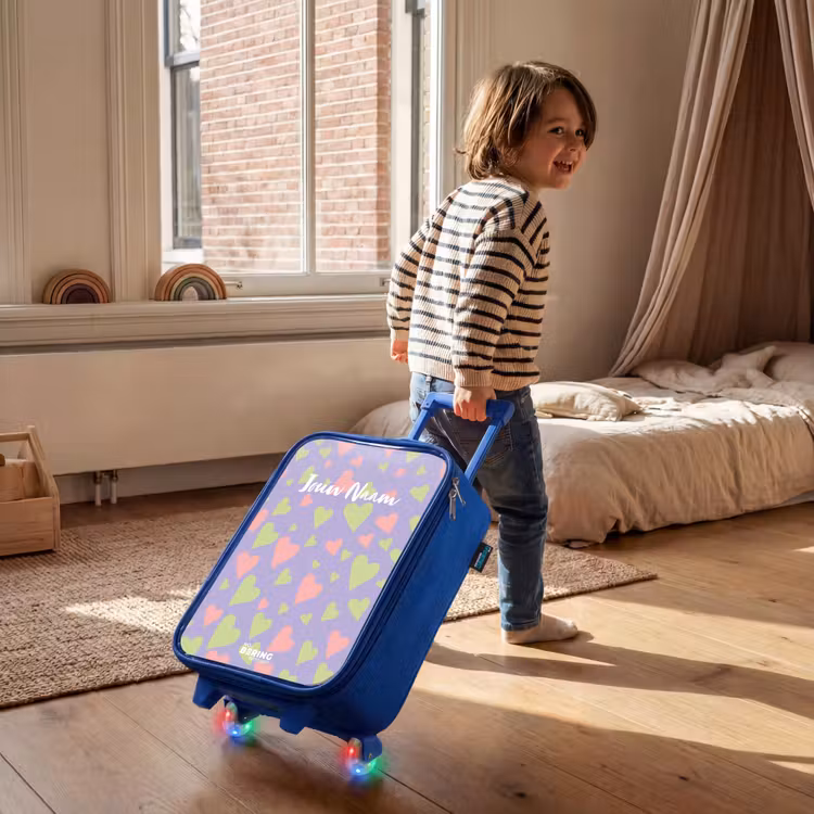 Lovely lila Kinderkoffer - Blauw klein -sfeer1