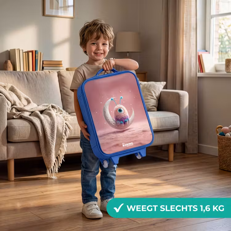 Maanwip met Pluizig Wezentje Kinderkoffer - Blauw klein -sfeer2_NL