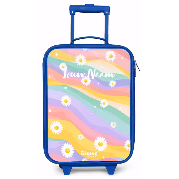 Madeliefjes op regenboogachtergrond Kinderkoffer - Blauw klein -zz3dotto