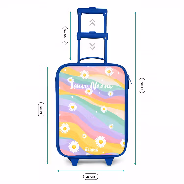 Madeliefjes op regenboogachtergrond Kinderkoffer - Blauw klein -productfoto_formaten