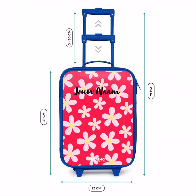 Madeliefjesmania hotpink Kinderkoffer - Blauw klein -productfoto_formaten