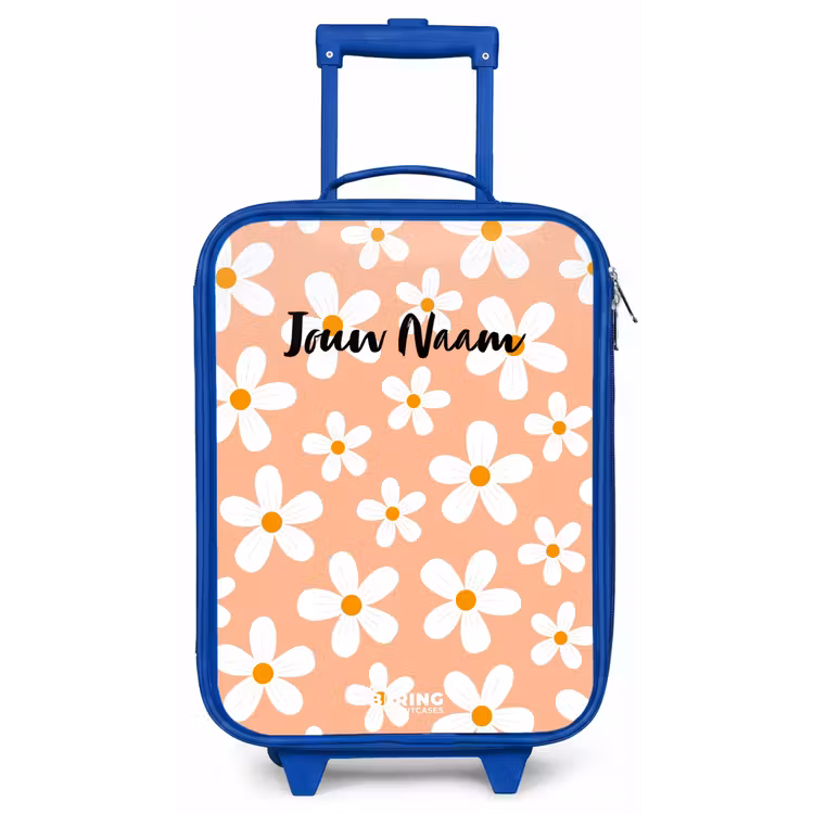 Madeliefjesmania perzik Kinderkoffer - Blauw klein -zz3dotto