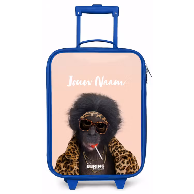 Aap met Loly Kinderkoffer - Blauw klein -zz3dotto