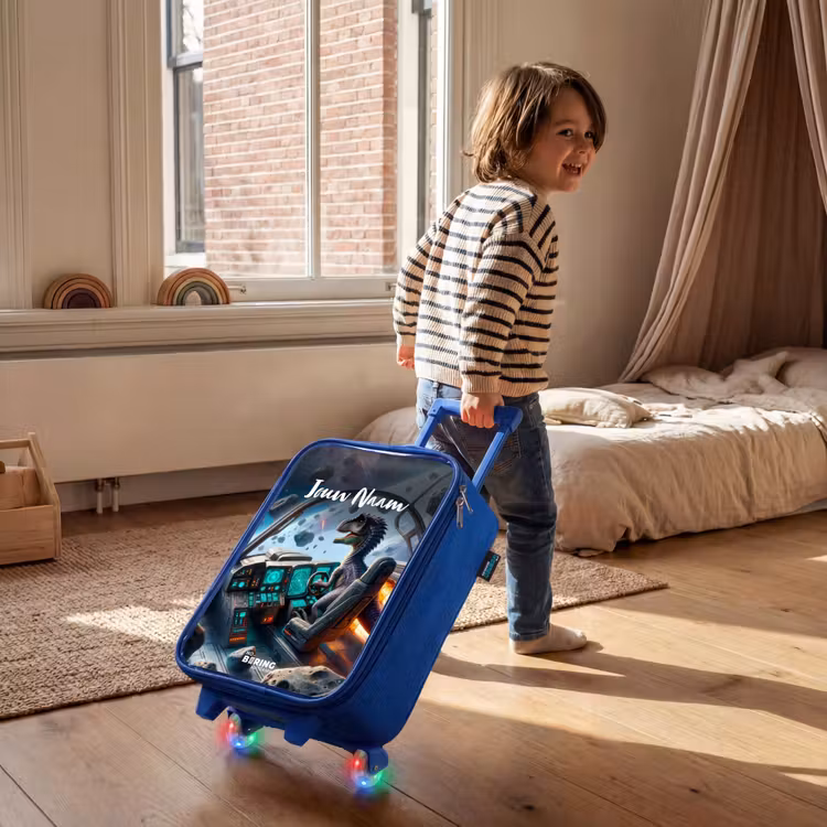 Astrodino Kinderkoffer - Blauw klein -sfeer1