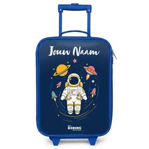 Astronaut - Planeet - Sterren - Raket Kinderkoffer - Blauw klein -zz3dotto