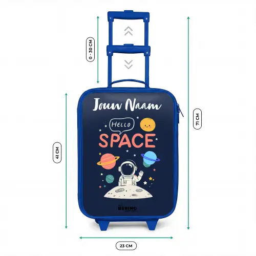 Astronaut - Quote - Planeten - Sterren Kinderkoffer - Blauw klein -productfoto_formaten