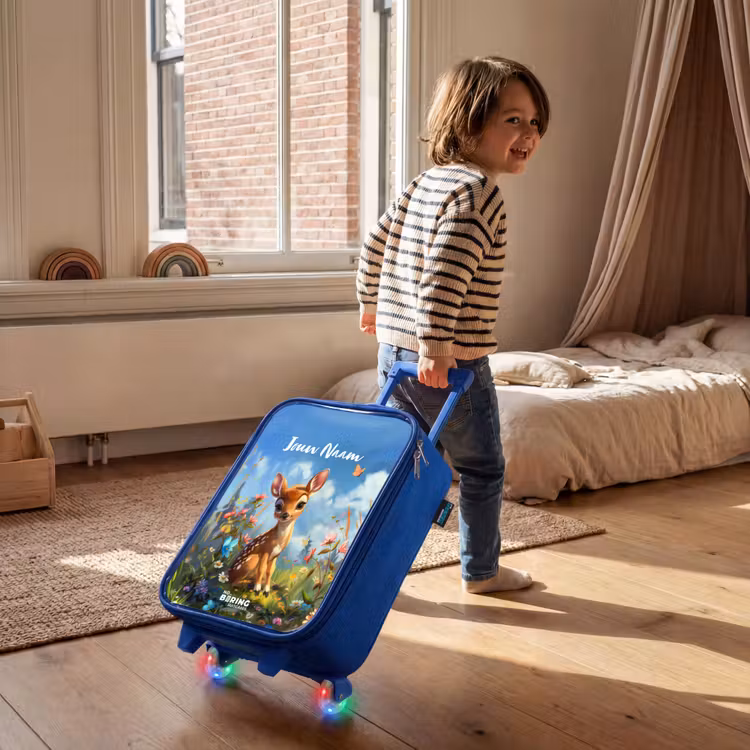 Bailey bloemenhertje Kinderkoffer - Blauw klein -sfeer1