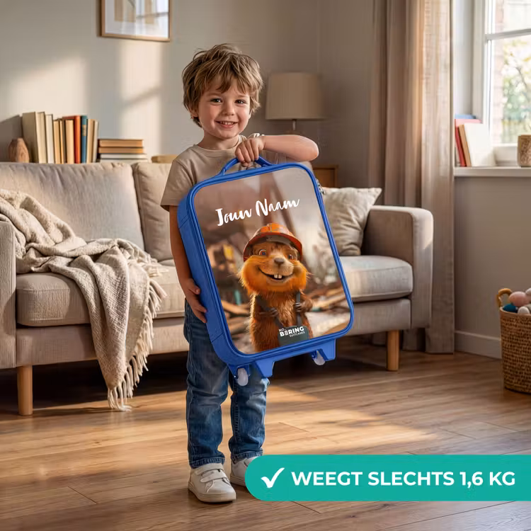 Bertus Bouwbever Kinderkoffer - Blauw klein -sfeer2_NL