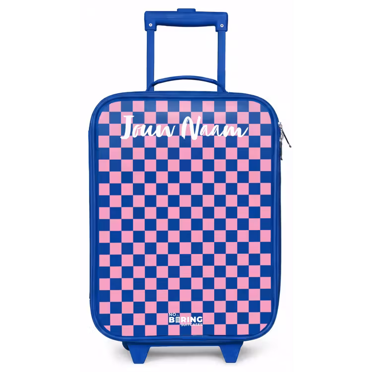 Blokjes - Blauw - Roze Kinderkoffer - Blauw klein -zz3dotto