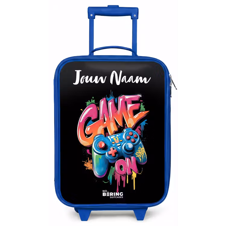 Controller - Game - Graffiti - Tekst Kinderkoffer - Blauw klein -zz3dotto