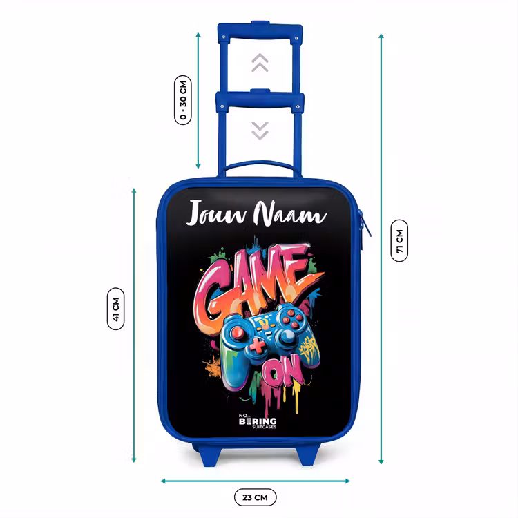 Controller - Game - Graffiti - Tekst Kinderkoffer - Blauw klein -productfoto_formaten