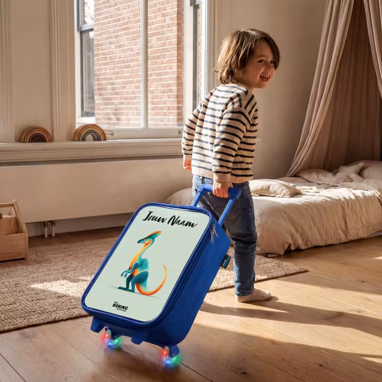 Dino - Blauw - Dier Kinderkoffer - Blauw klein -sfeer1