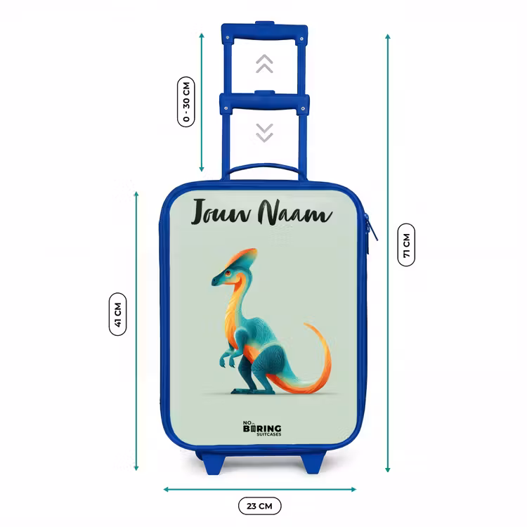 Dino - Blauw - Dier Kinderkoffer - Blauw klein -productfoto_formaten