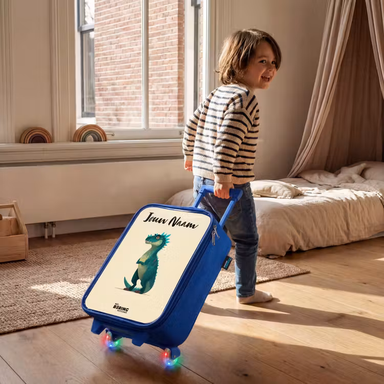 Dino - Dier - Blauw - Groen Kinderkoffer - Blauw klein -sfeer1