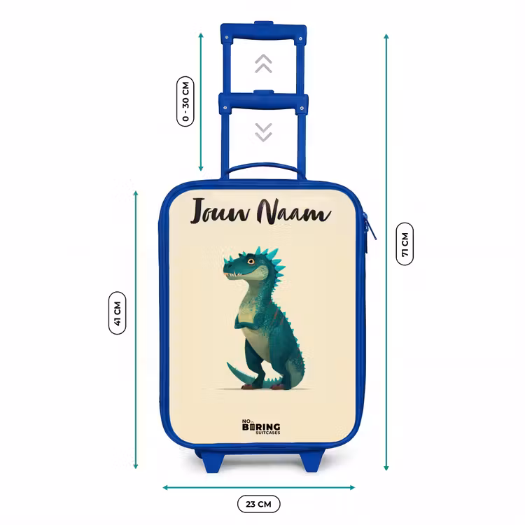 Dino - Dier - Blauw - Groen Kinderkoffer - Blauw klein -productfoto_formaten